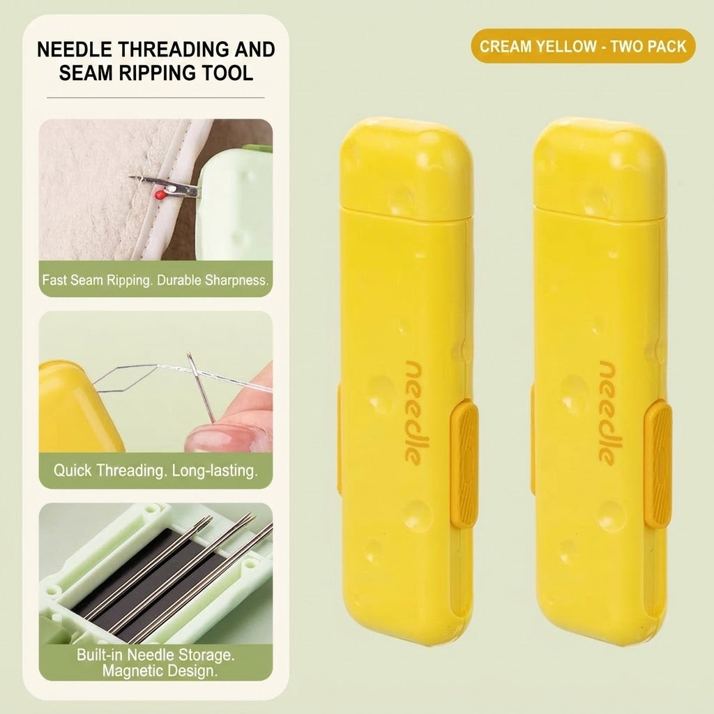 Automatic Needle Threader & Seam Ripper with Built-In Magnetic Storage