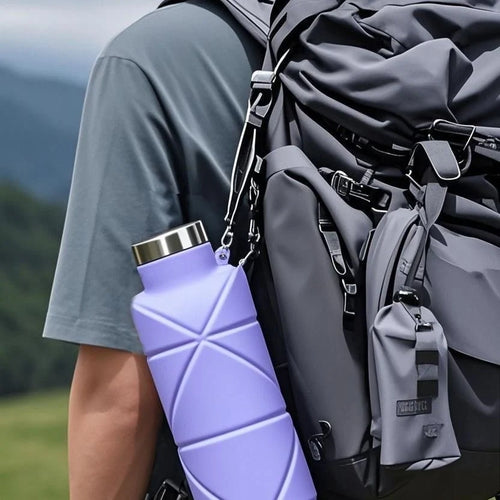 Collapsible Food-Grade Silicone Travel Bottle with Lid