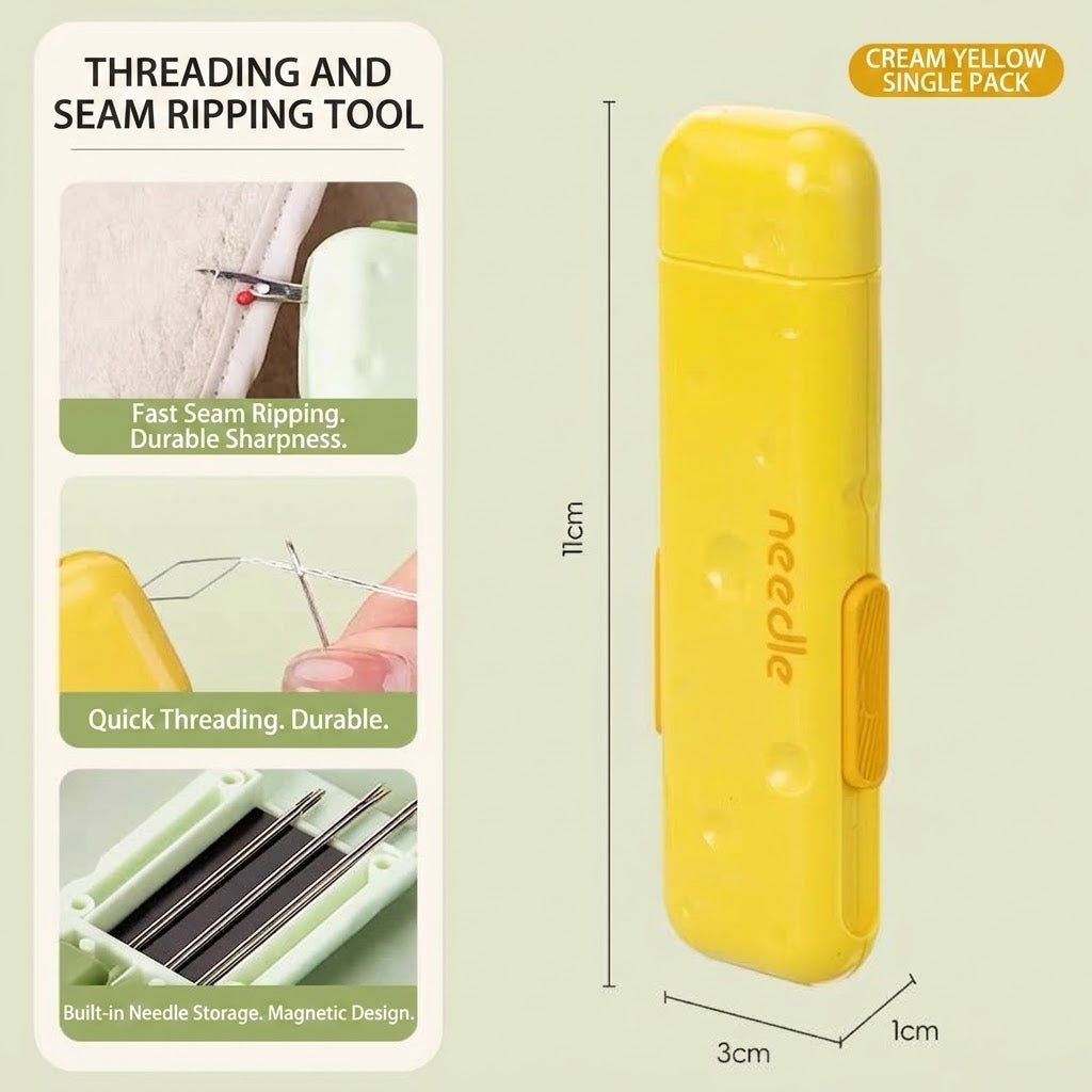 Automatic Needle Threader & Seam Ripper with Built-In Magnetic Storage