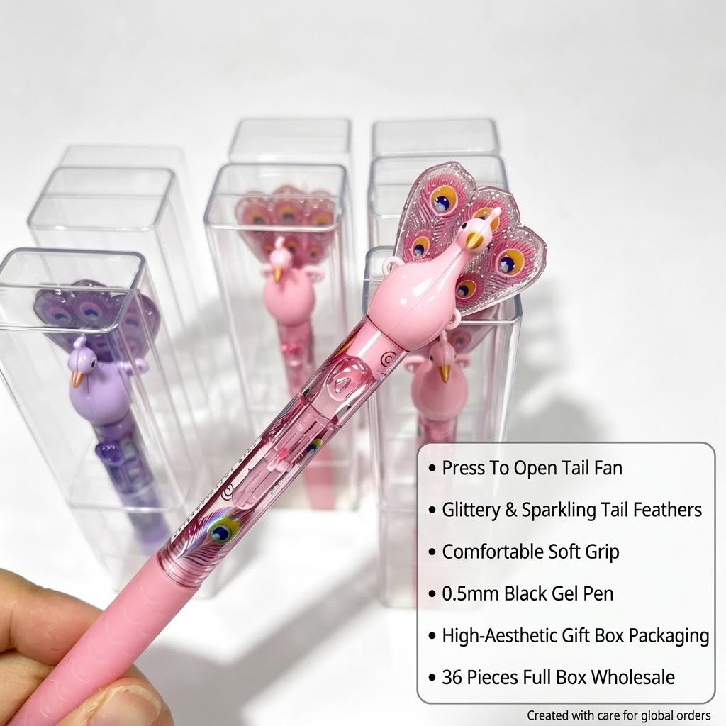 Peacock Press Gel Pens Set – Quick-Drying Black Ink Pens