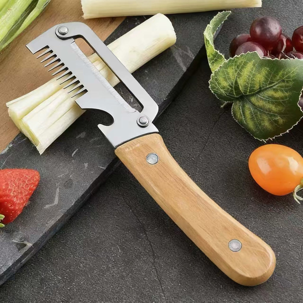 Wooden Handle Stainless Steel Peeler, Cutter & Opener