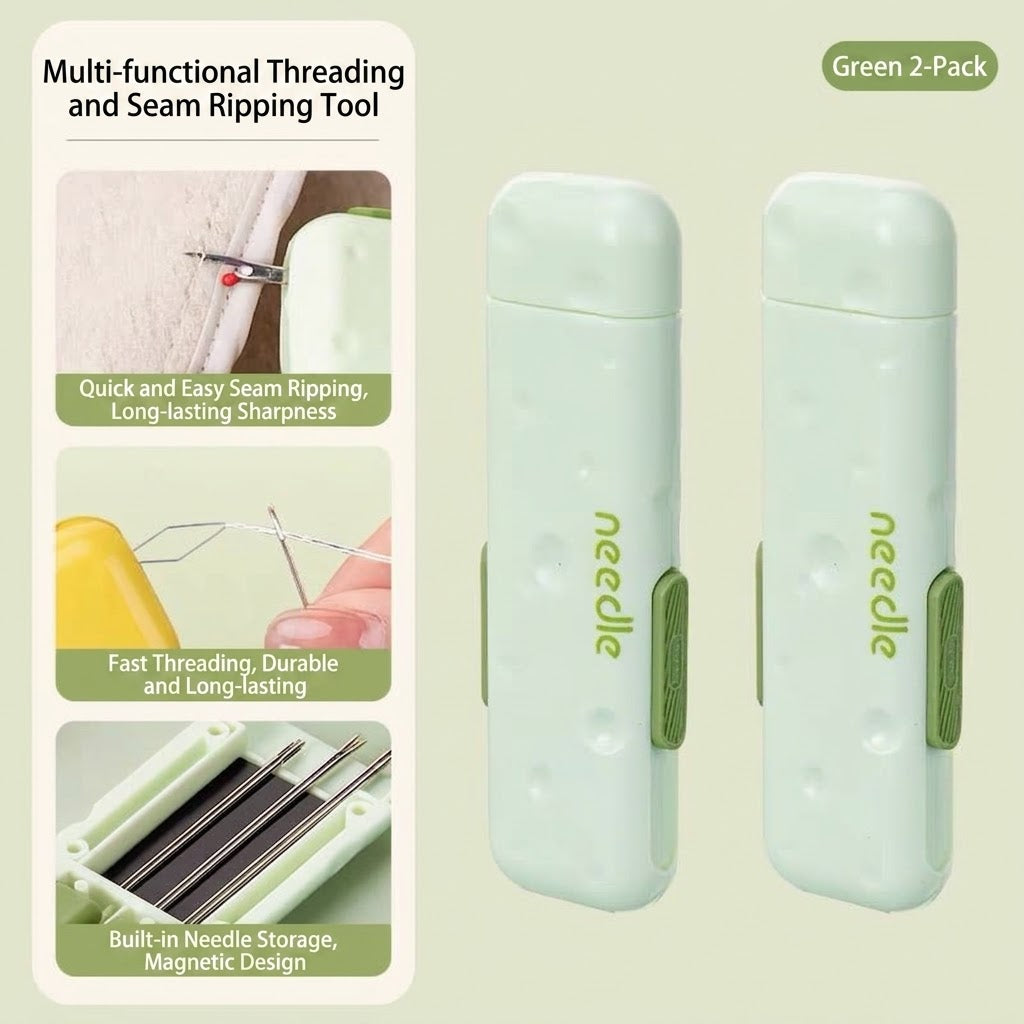 Automatic Needle Threader & Seam Ripper with Built-In Magnetic Storage