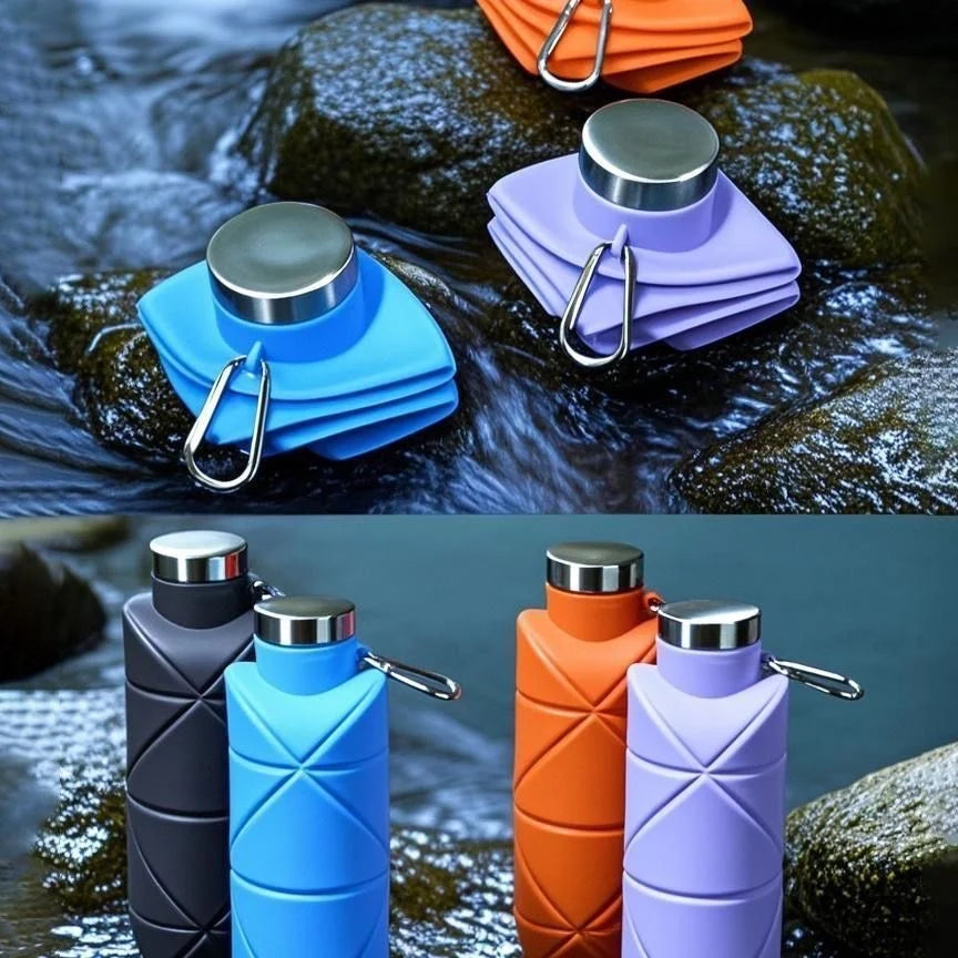 Collapsible Food-Grade Silicone Travel Bottle with Lid