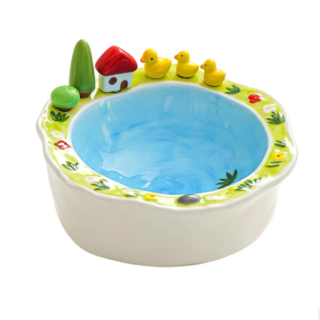 Ceramic Fruit Bowl Set with Matching Dessert Picks