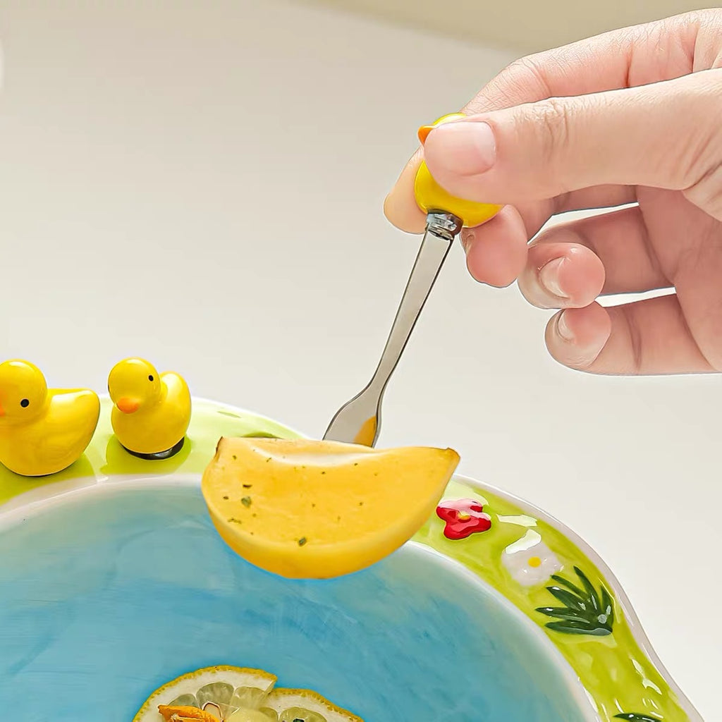 Ceramic Fruit Bowl Set with Matching Dessert Picks