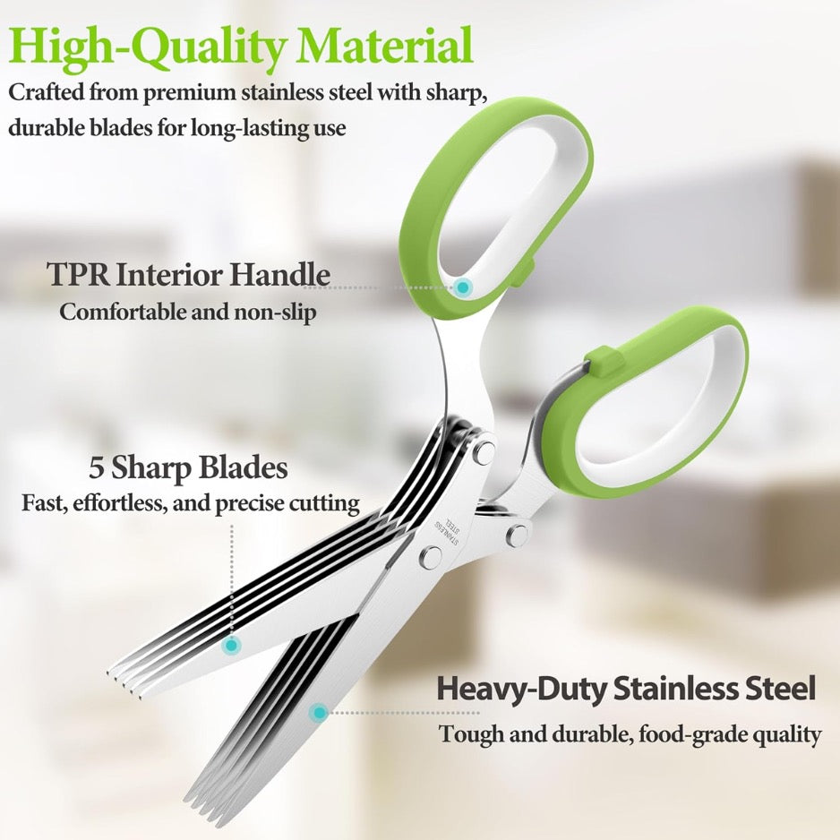 Multi-Blade Herb Shears & Cutter Tool For Kitchen