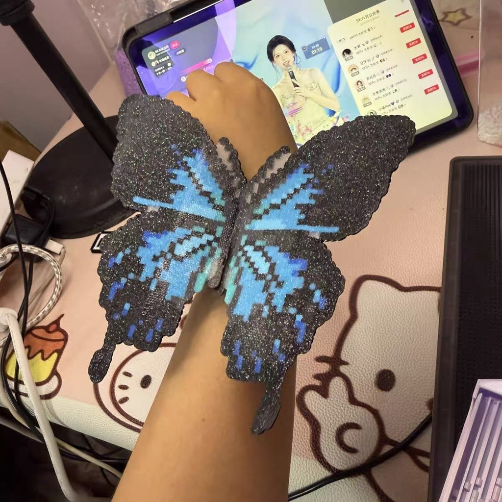 Handmade Butterfly Pixel Bracelet with Concert Strap.