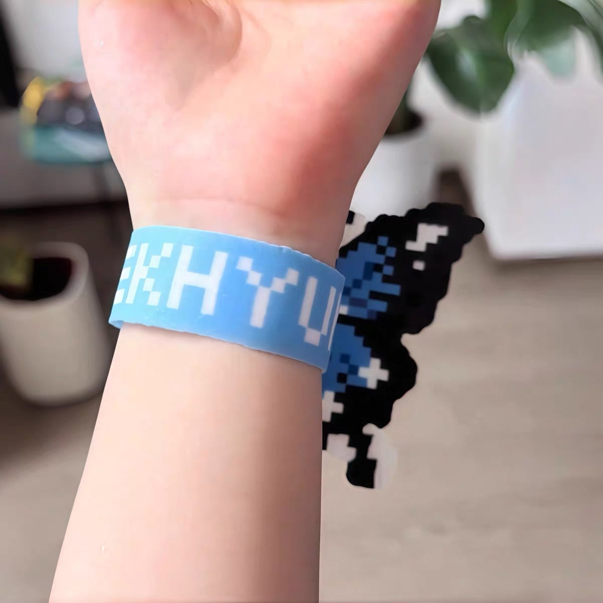 Handmade Butterfly Pixel Bracelet with Concert Strap.