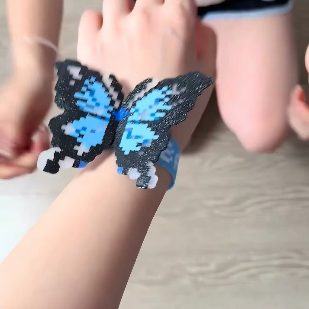 Handmade Butterfly Pixel Bracelet with Concert Strap.