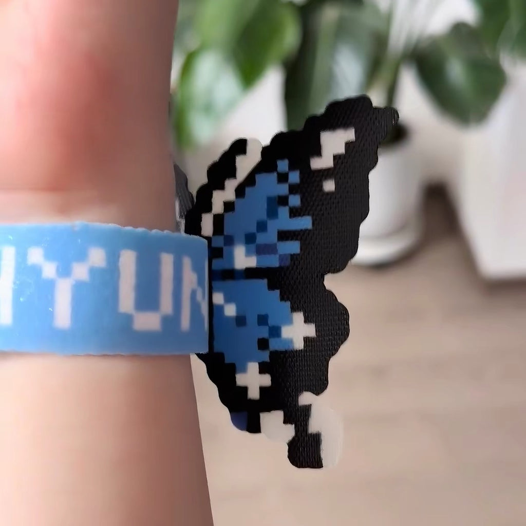 Handmade Butterfly Pixel Bracelet with Concert Strap.