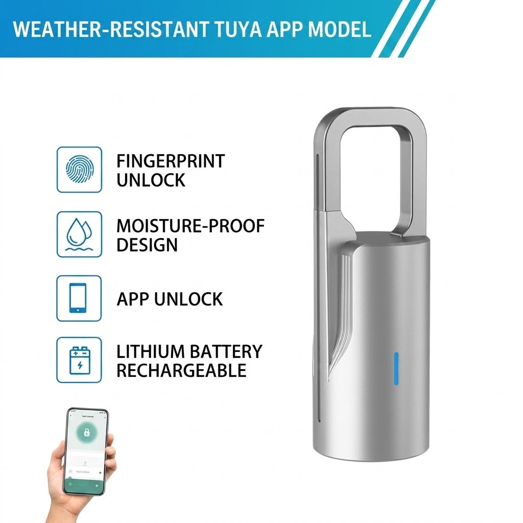 Smart Keyless Fingerprint Padlock USB & Rechargeable
